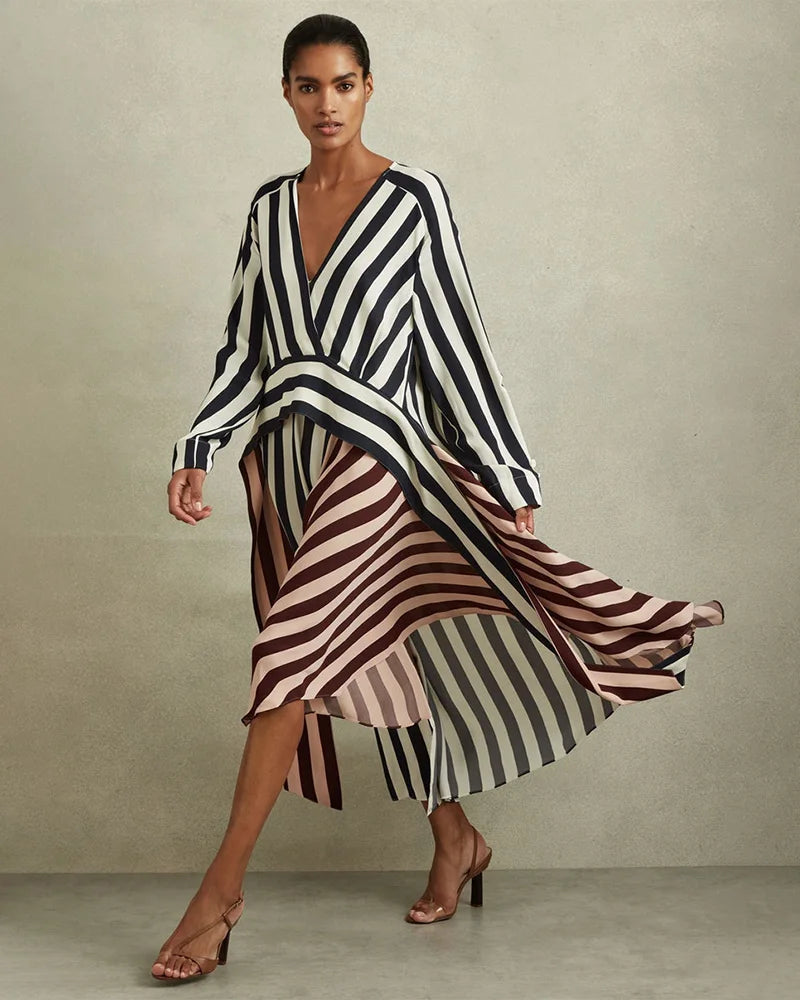 Avant Garde Stripe Midi Dress