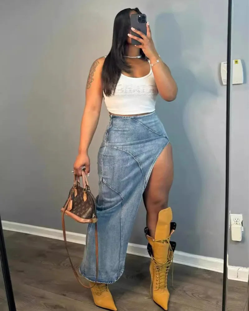 Bold Move Denim Skirt