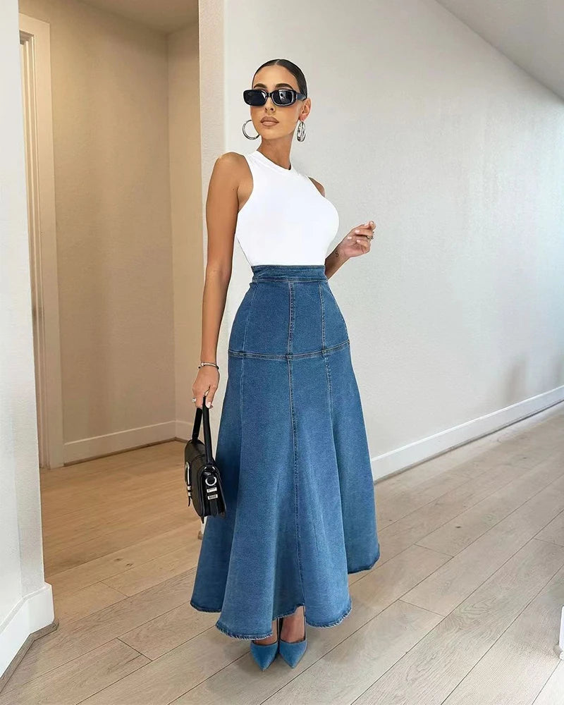 Celestial Flow Denim Skirt