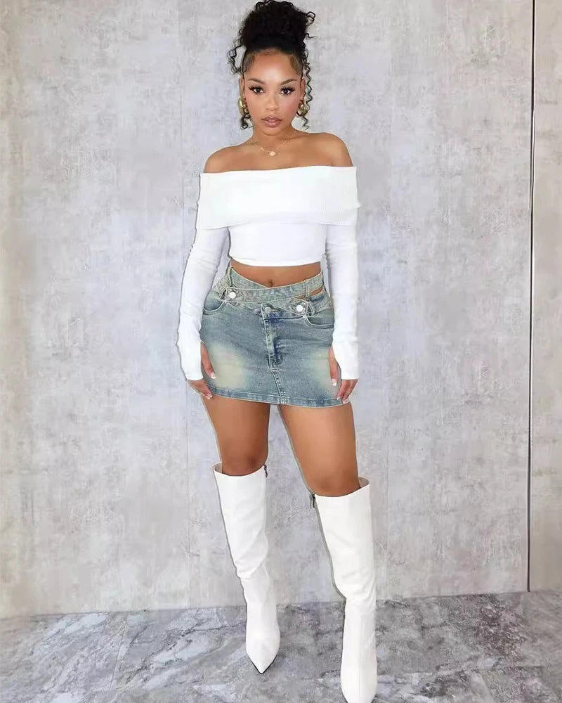 Celestial Grace Denim Mini Skirt