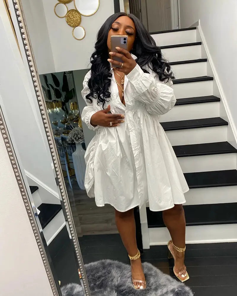 Celina Ruched Shirt Dress