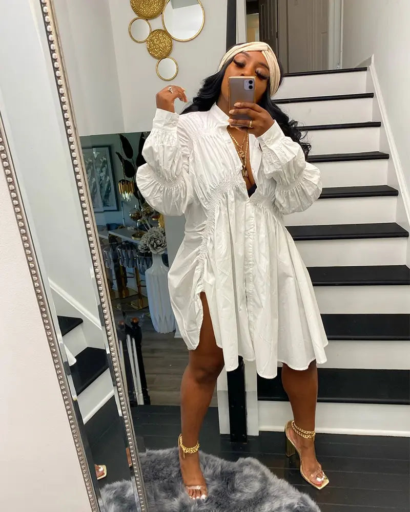 Celina Ruched Shirt Dress