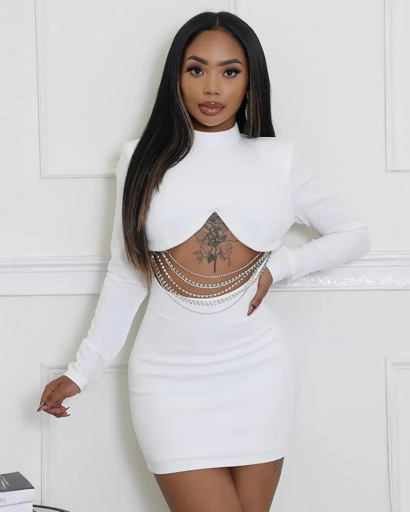 Glam Allure Crystal Cutout Dress