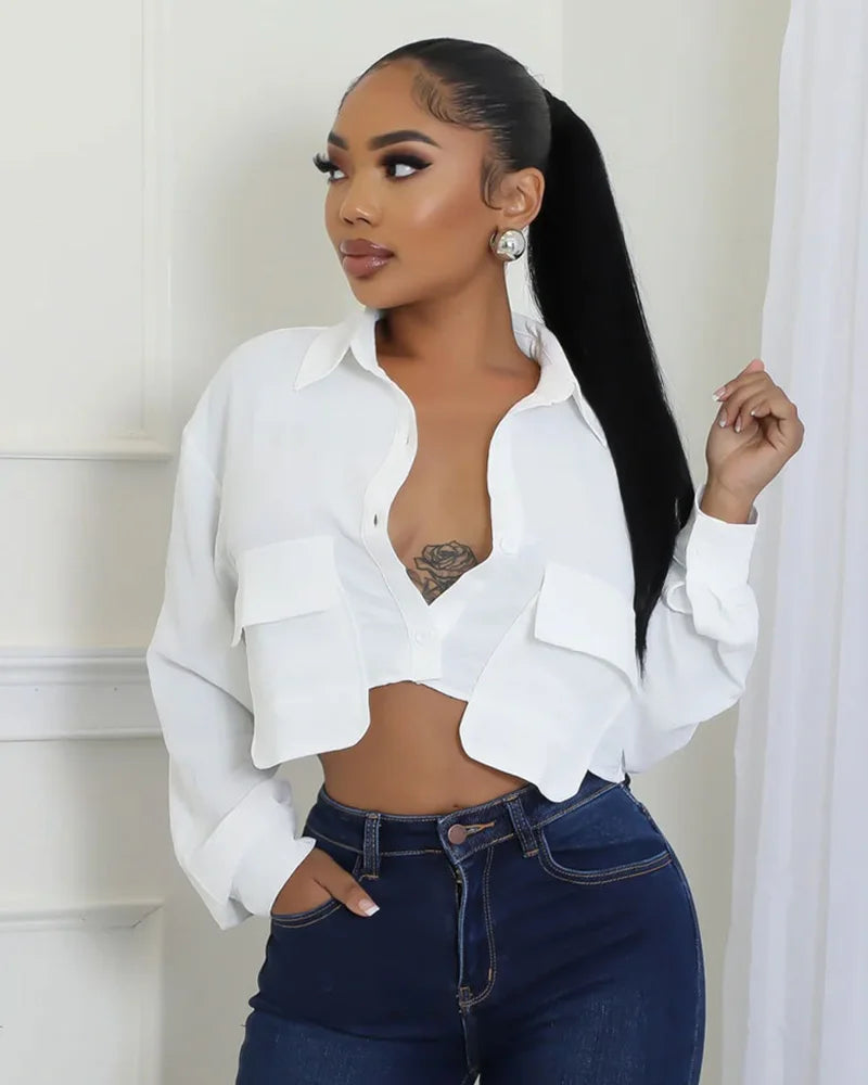 Utility Pocket Cropped Shirt