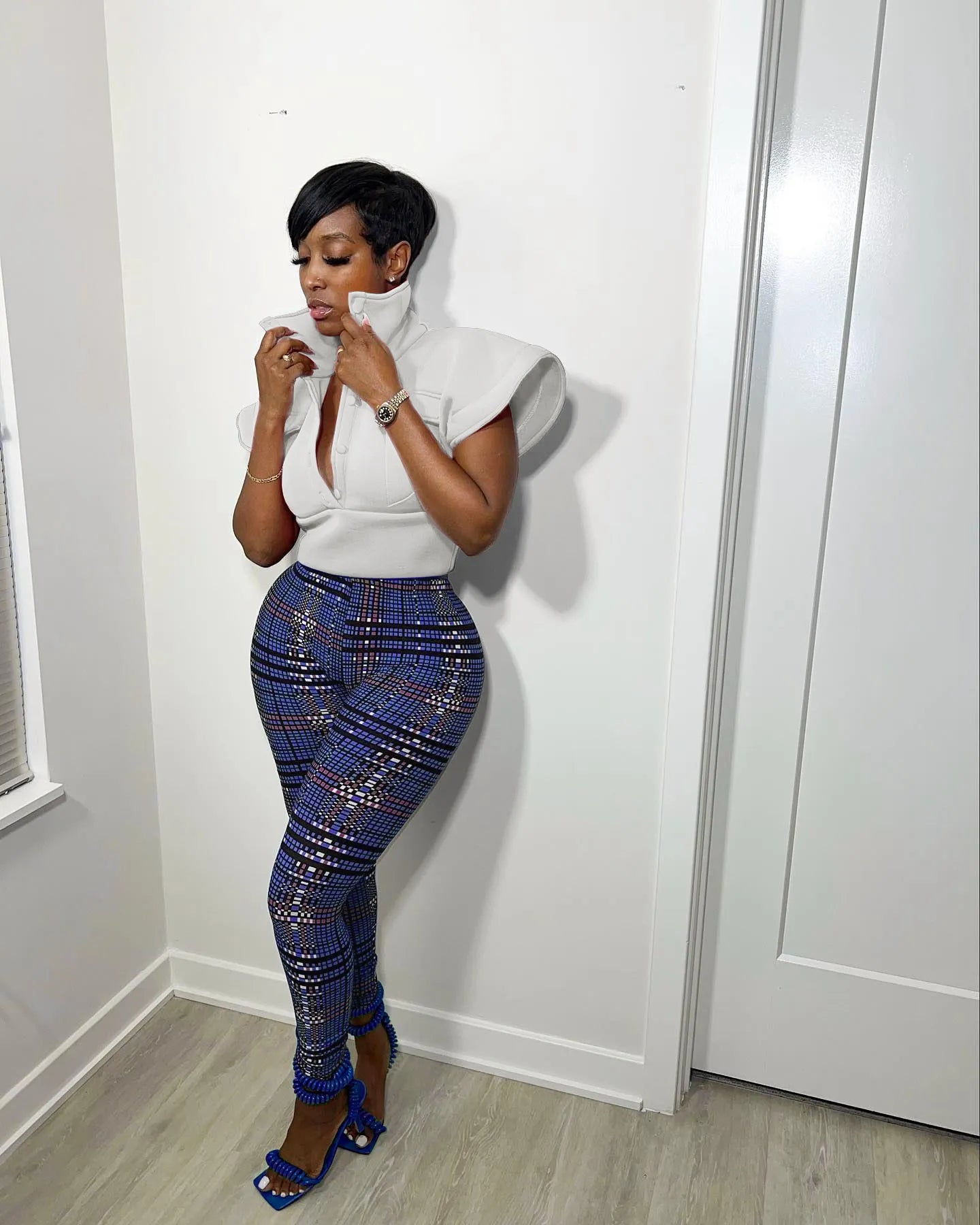 Bold Bloom Plaid Top