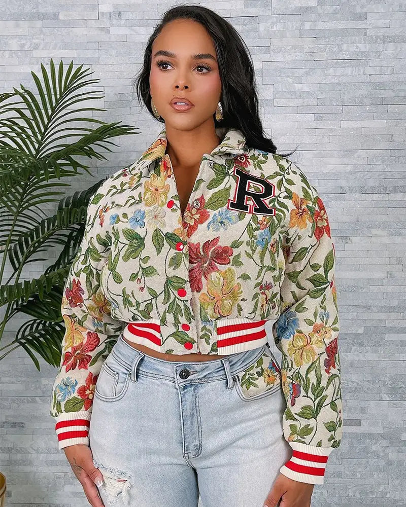 Floral Varsity Bomber