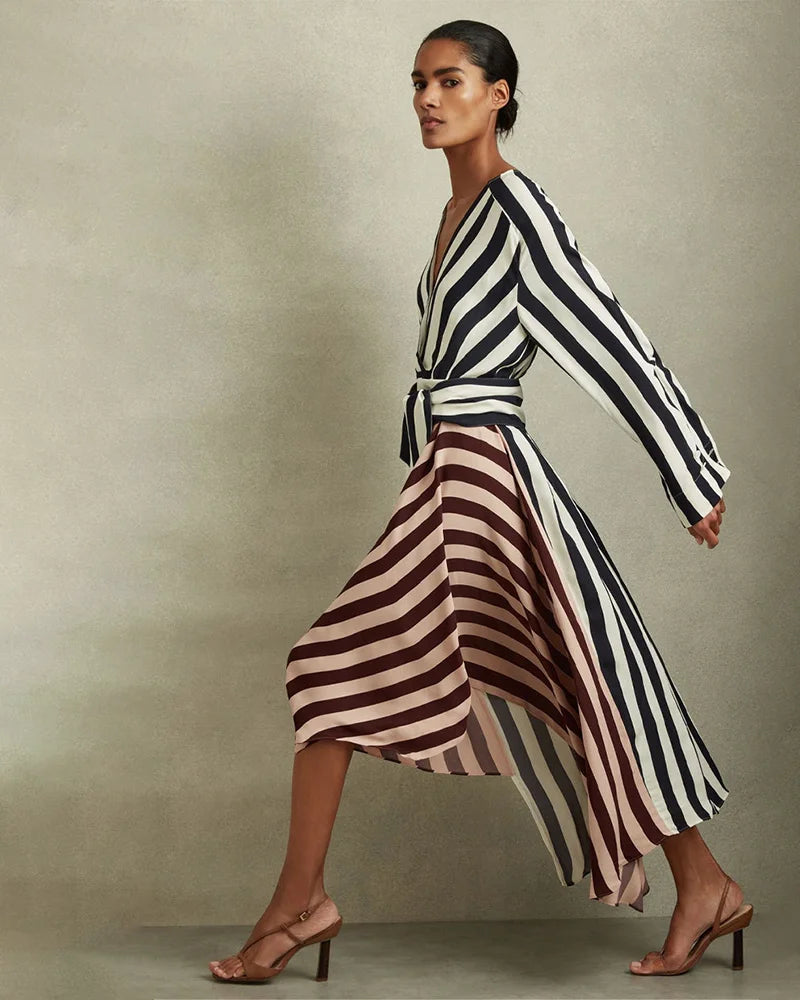 Avant Garde Stripe Midi Dress