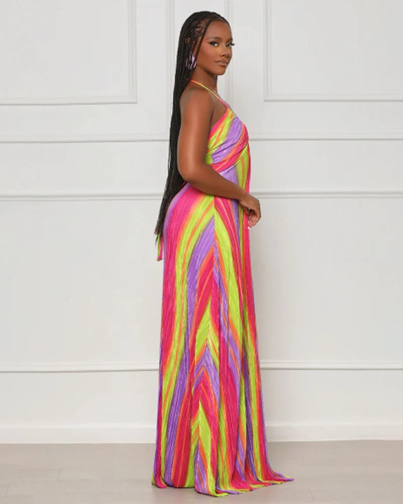 Electric Groove Striped Maxi Dress