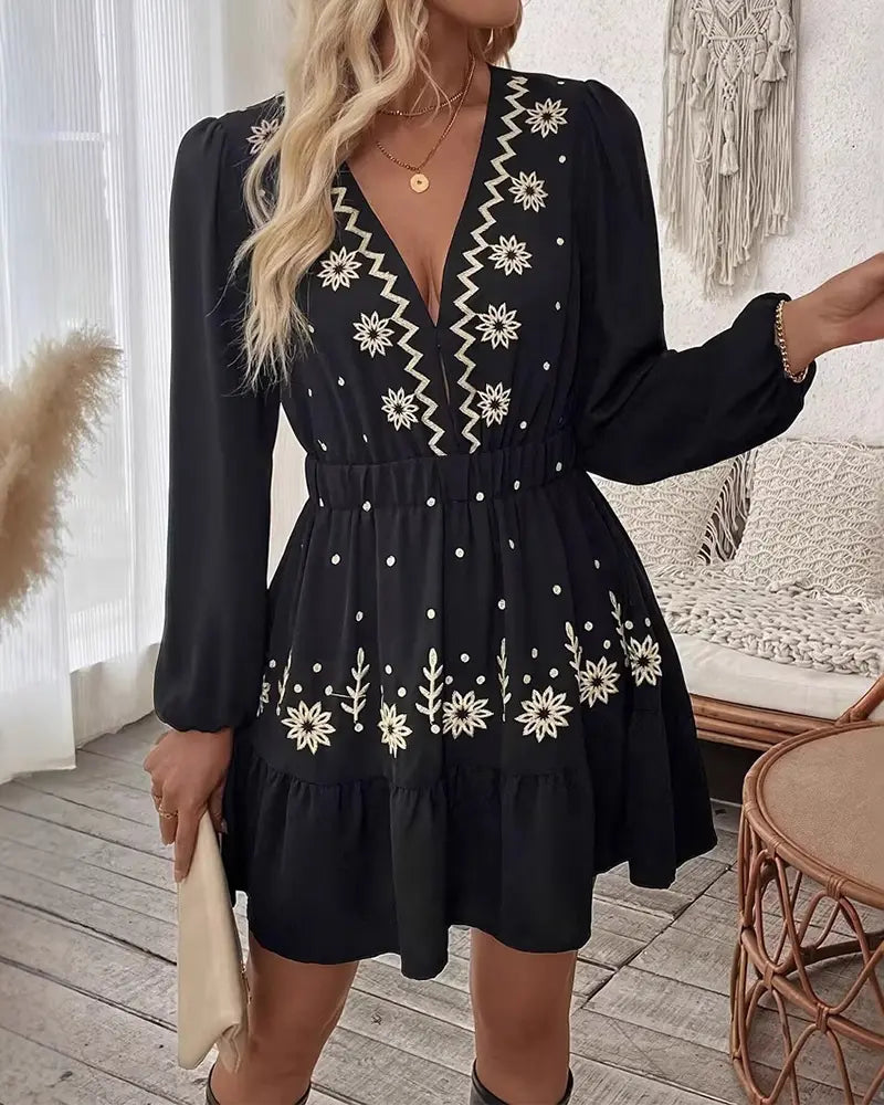Midnight Bloom Mini Dress