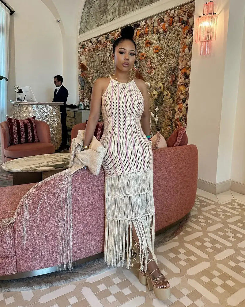 Radiant Fringe Knit Dress