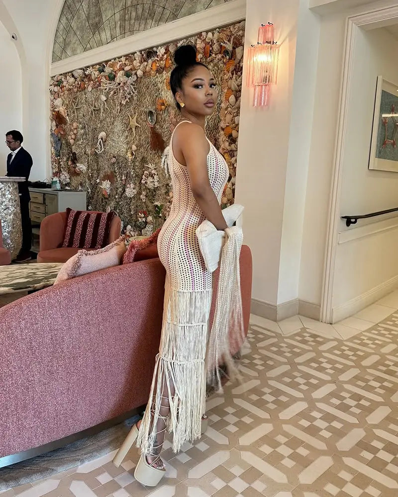 Radiant Fringe Knit Dress