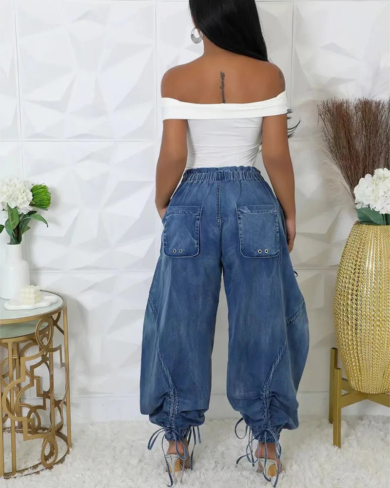 Ethereal Drift Denim Cargo Jeans